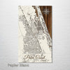 Palm Coast, FL - Street Map on Wood