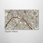 Paris, France - Street Map on Wood
