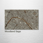 Paris, France - Street Map on Wood