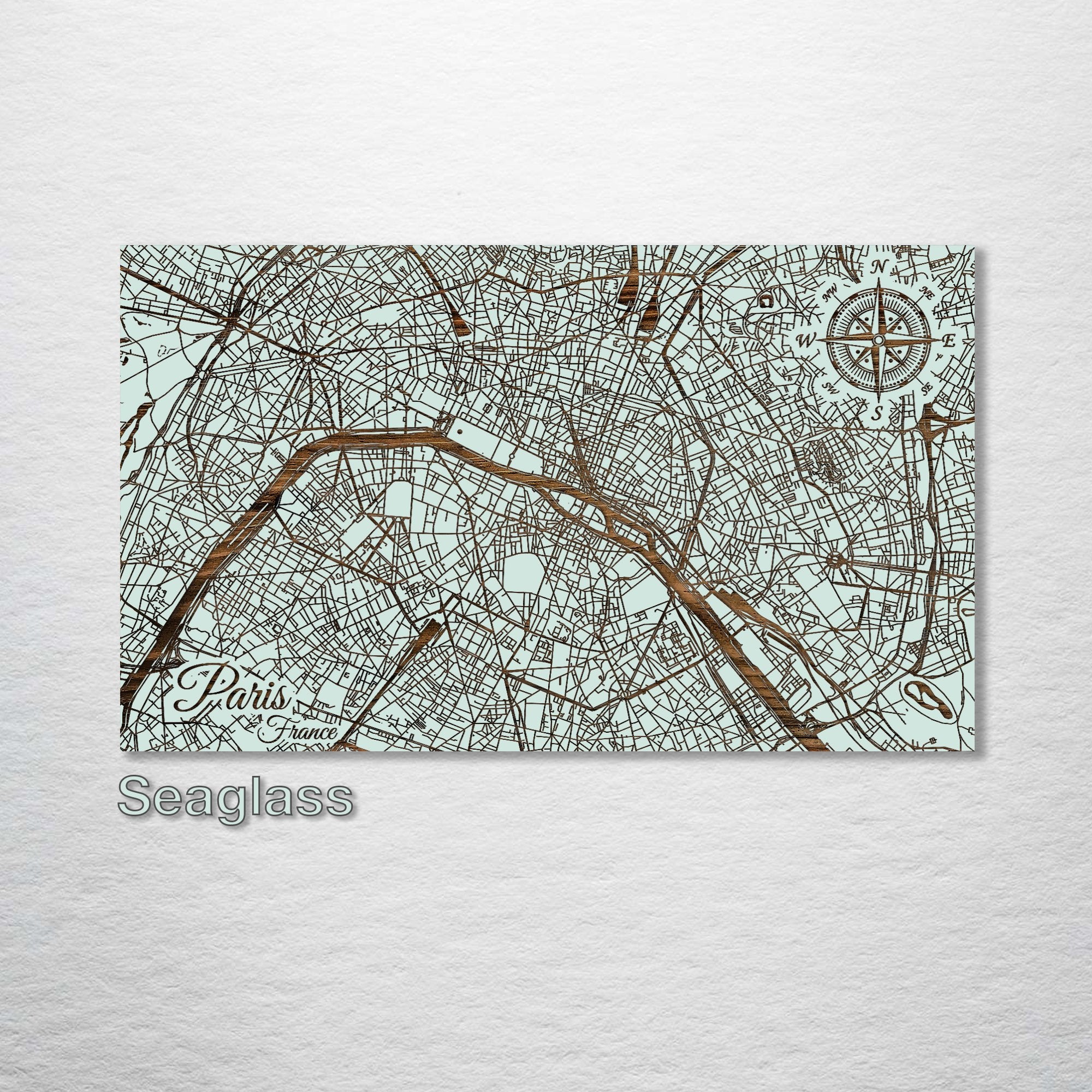 Paris, France - Street Map on Wood