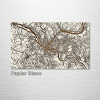 Pittsburgh, PA - Street Map on Wood