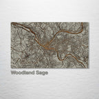 Pittsburgh, PA - Street Map on Wood