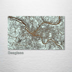 Pittsburgh, PA - Street Map on Wood