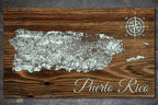 Puerto Rico - Street Map on Wood