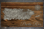 Puerto Rico - Street Map on Wood