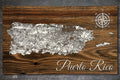 Puerto Rico - Street Map on Wood