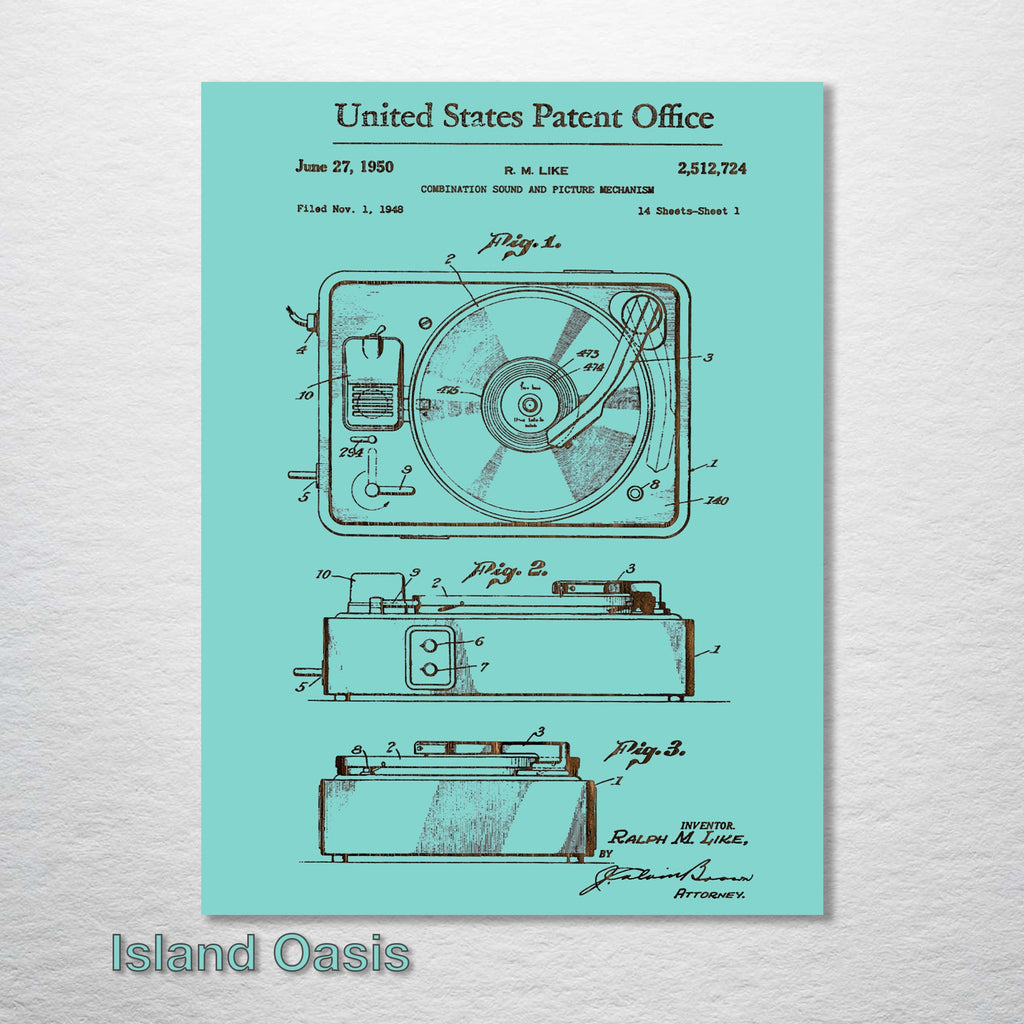 Record Player (Turntable) - Patent on Wood