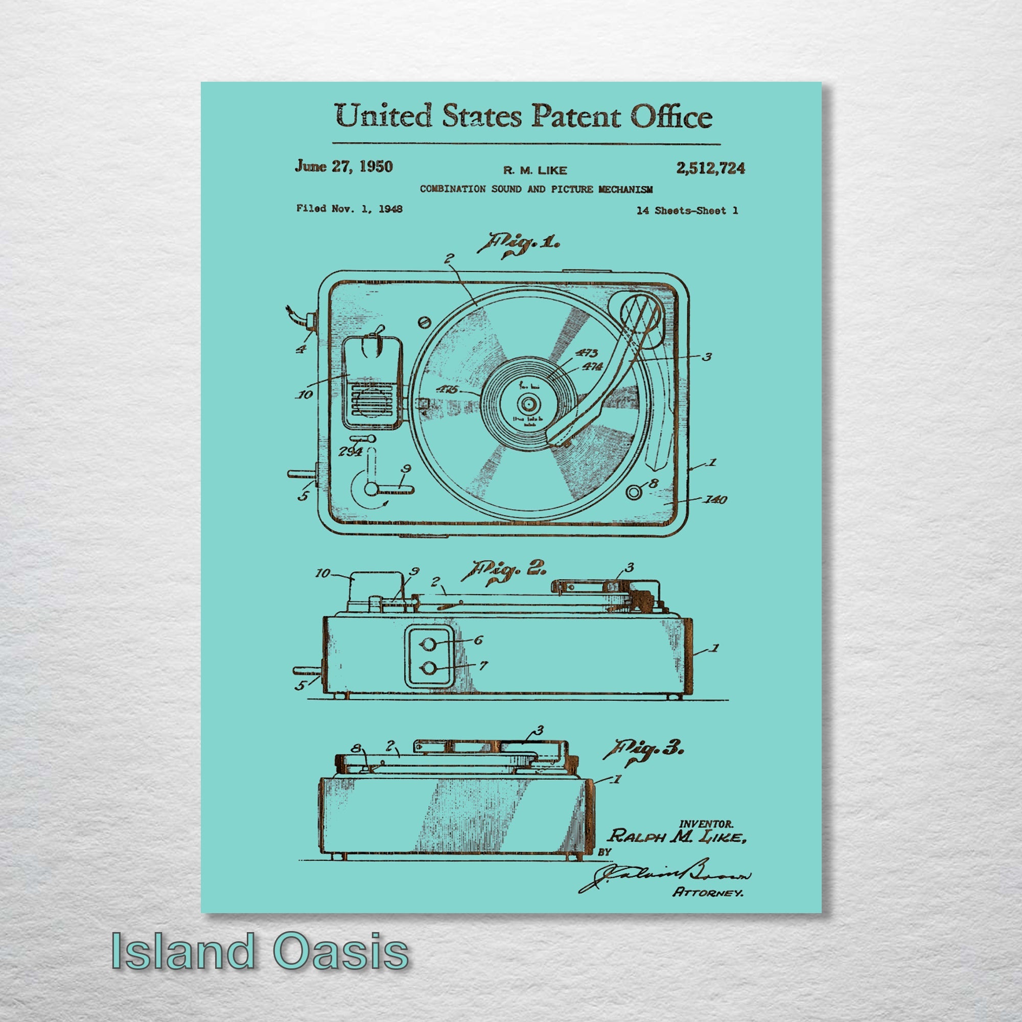 Record Player (Turntable) - Patent on Wood