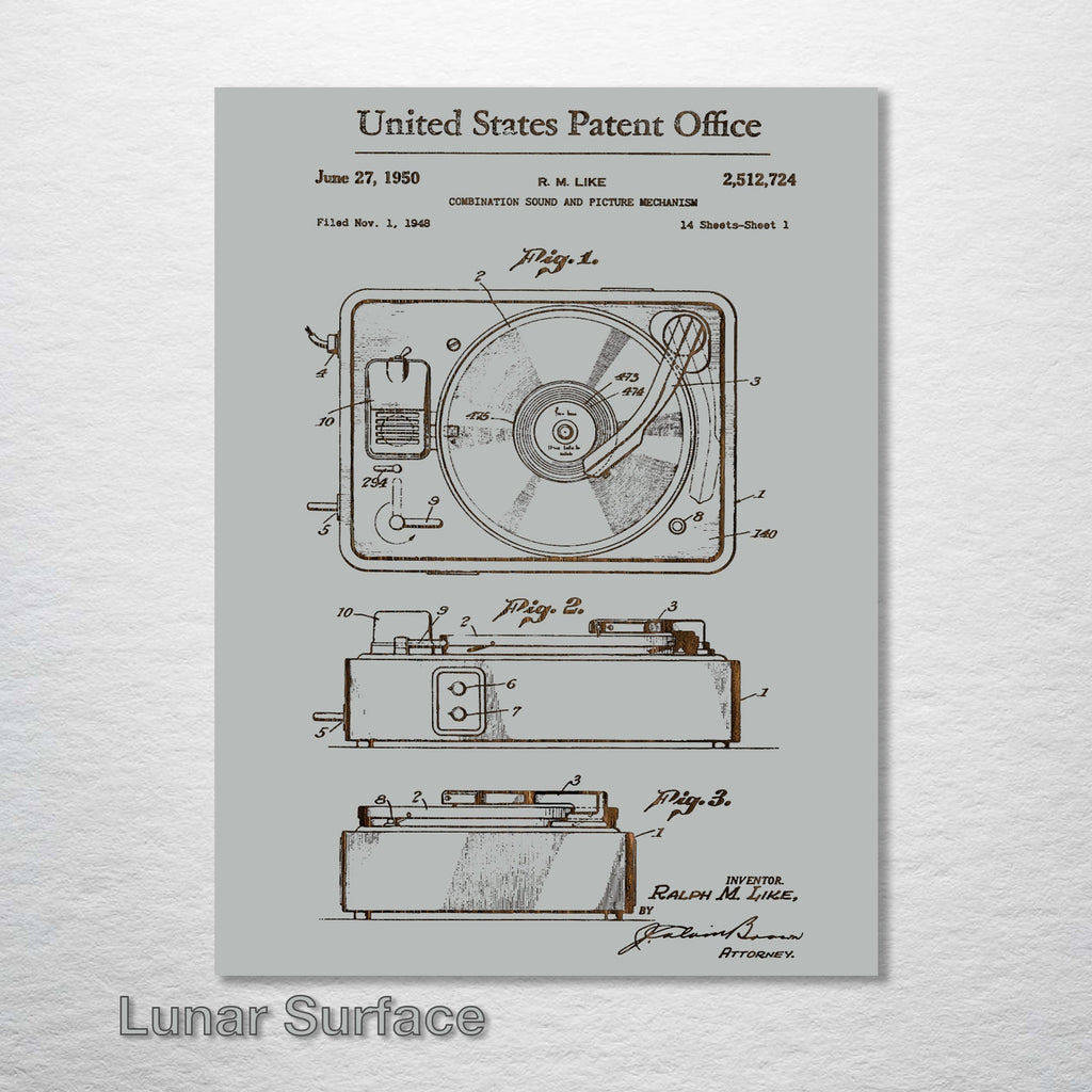 Record Player (Turntable) - Patent on Wood