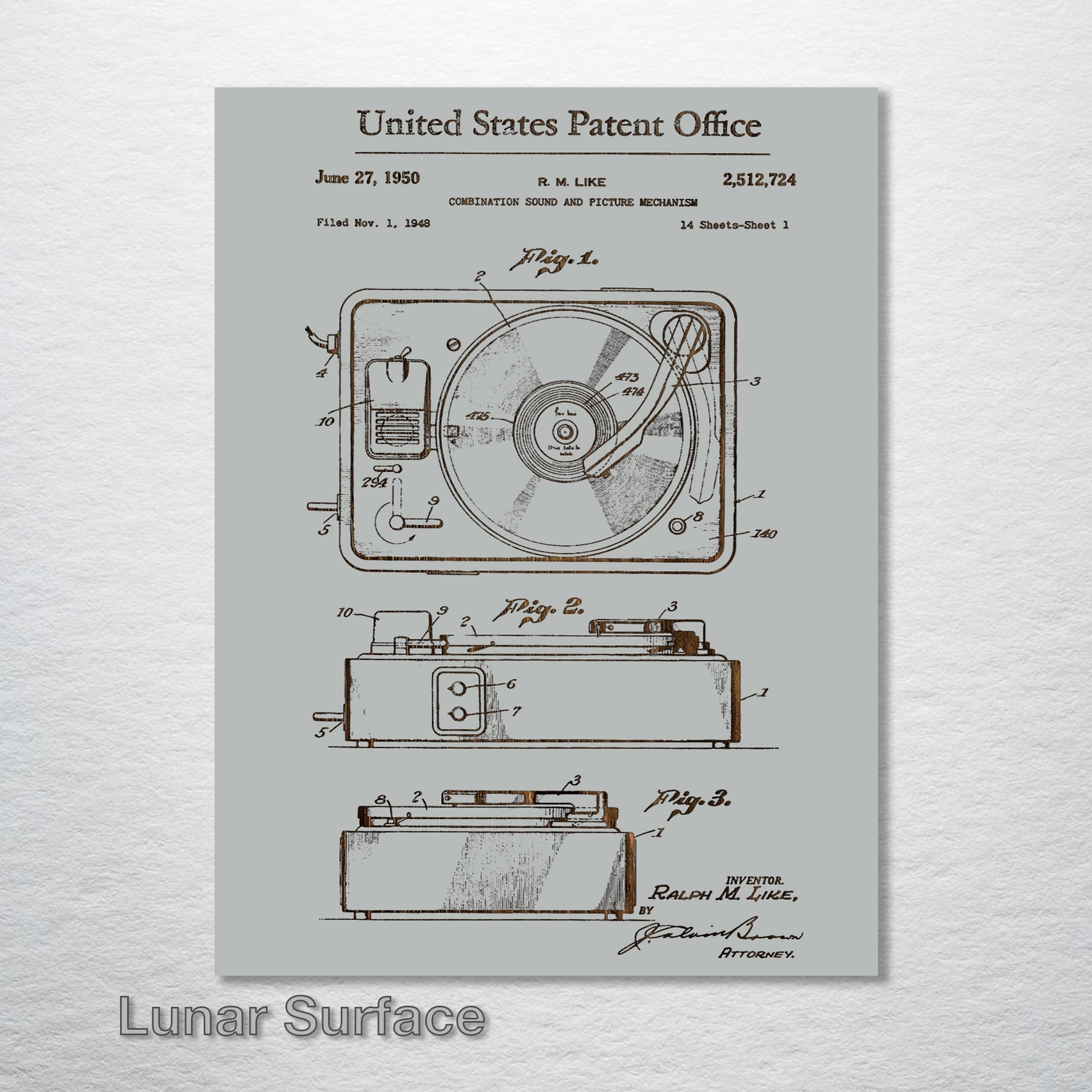 Record Player (Turntable) - Patent on Wood