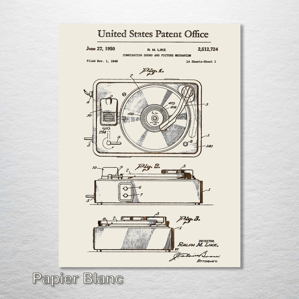 Record Player (Turntable) - Patent on Wood