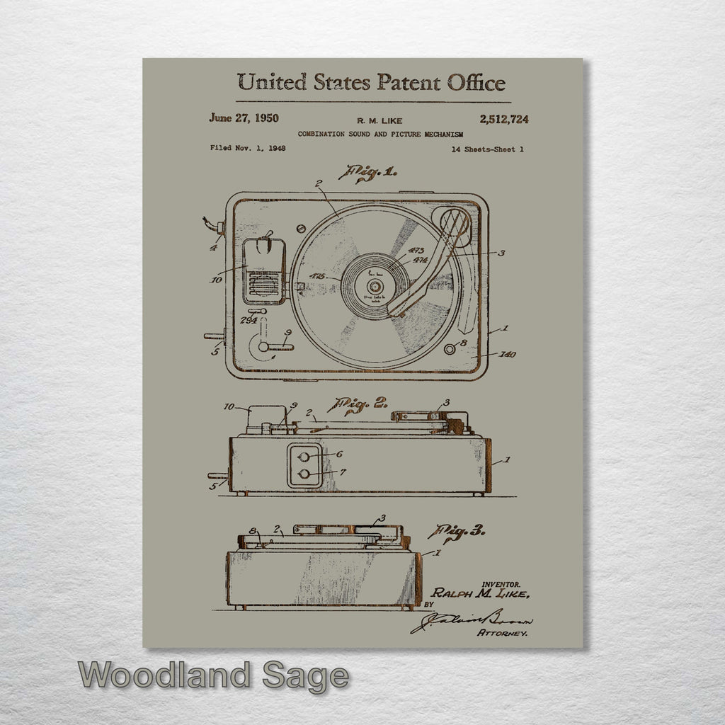 Record Player (Turntable) - Patent on Wood