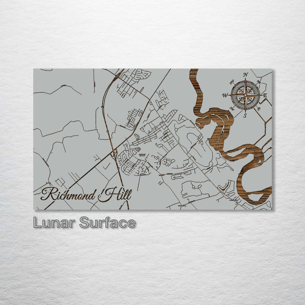 Richmond Hill, GA - Street Map on Wood