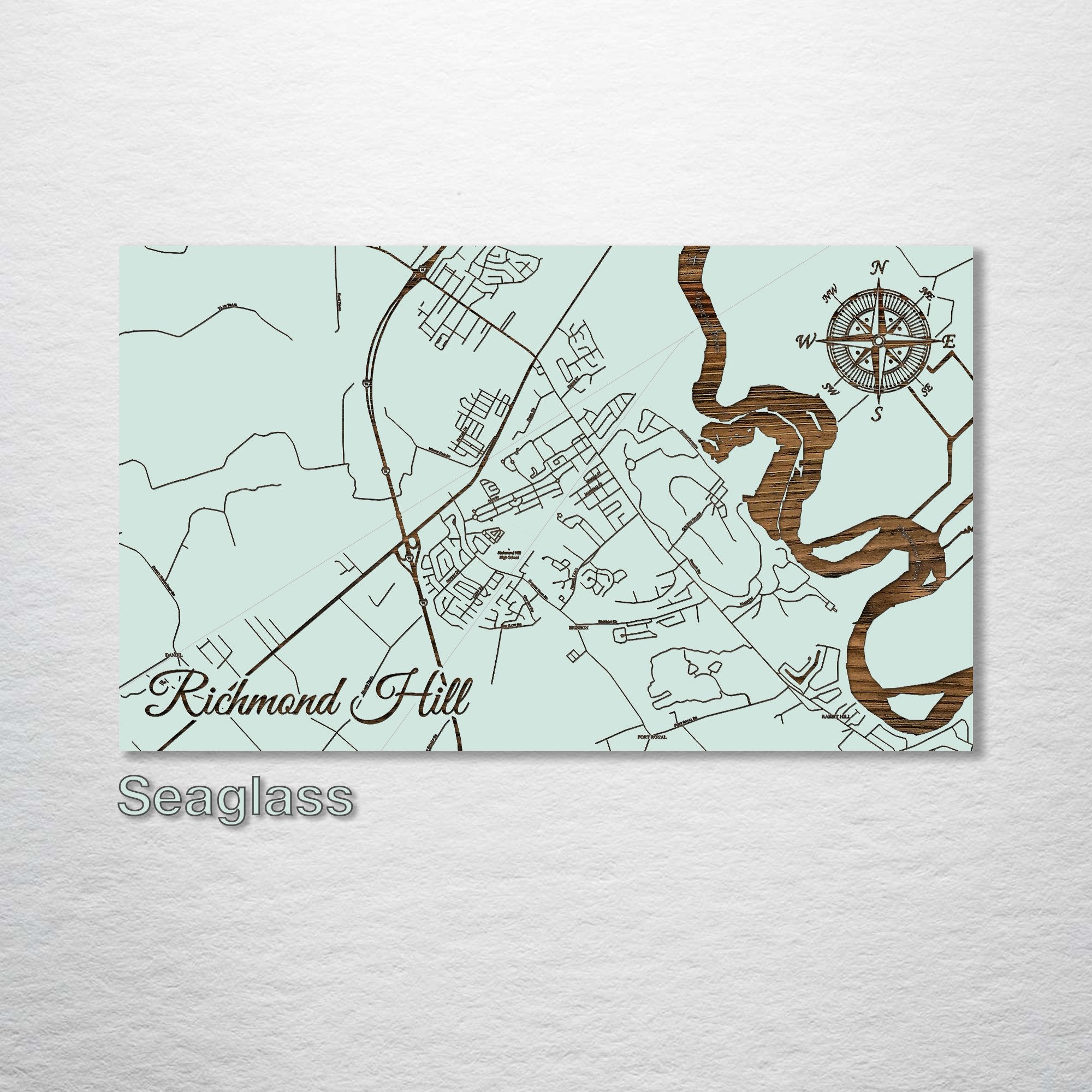 Richmond Hill, GA - Street Map on Wood