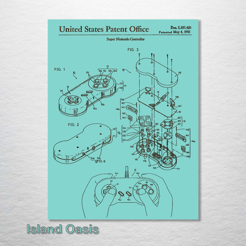 Super Nintendo Controller - Patent on Wood