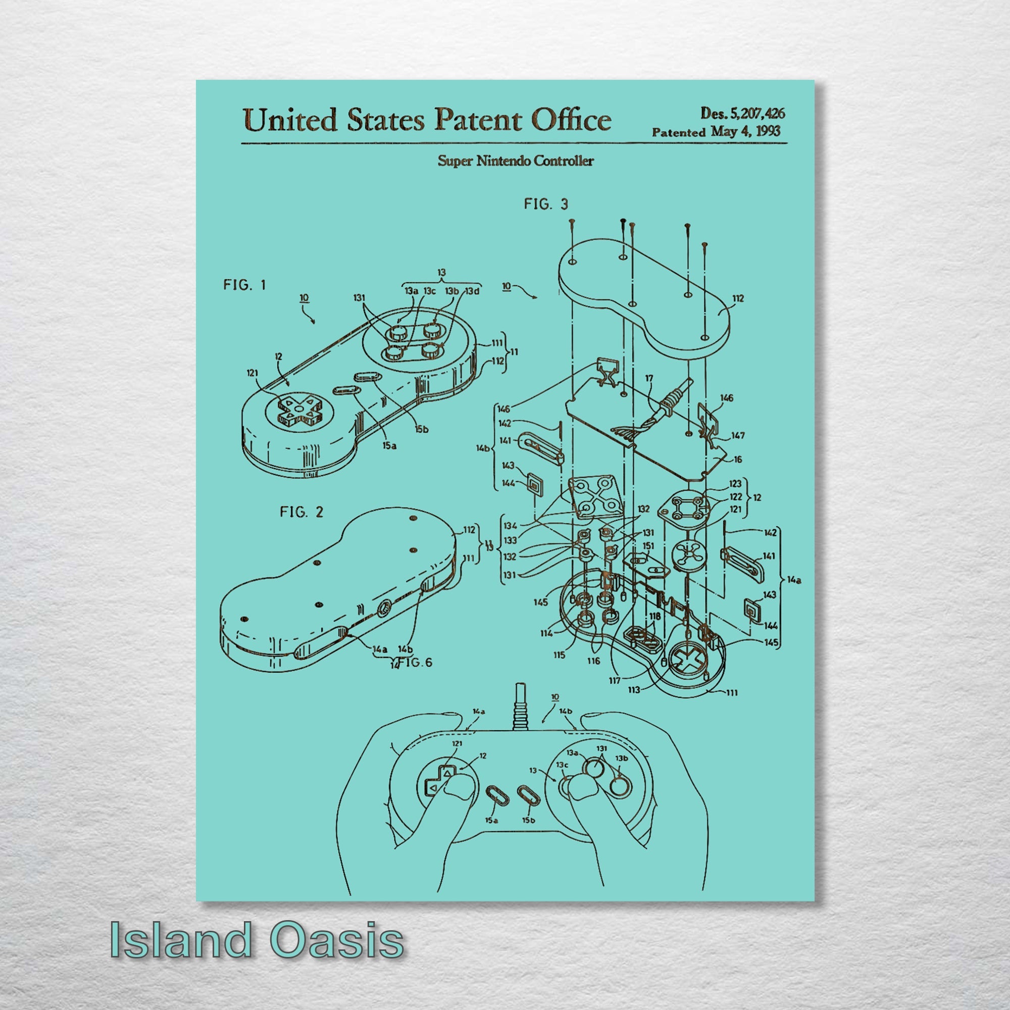 Super Nintendo Controller - Patent on Wood