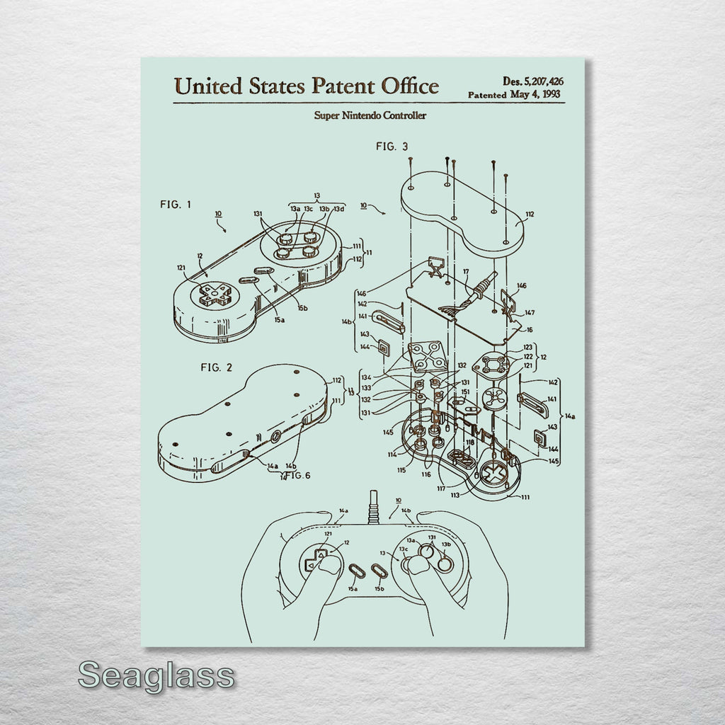 Super Nintendo Controller - Patent on Wood