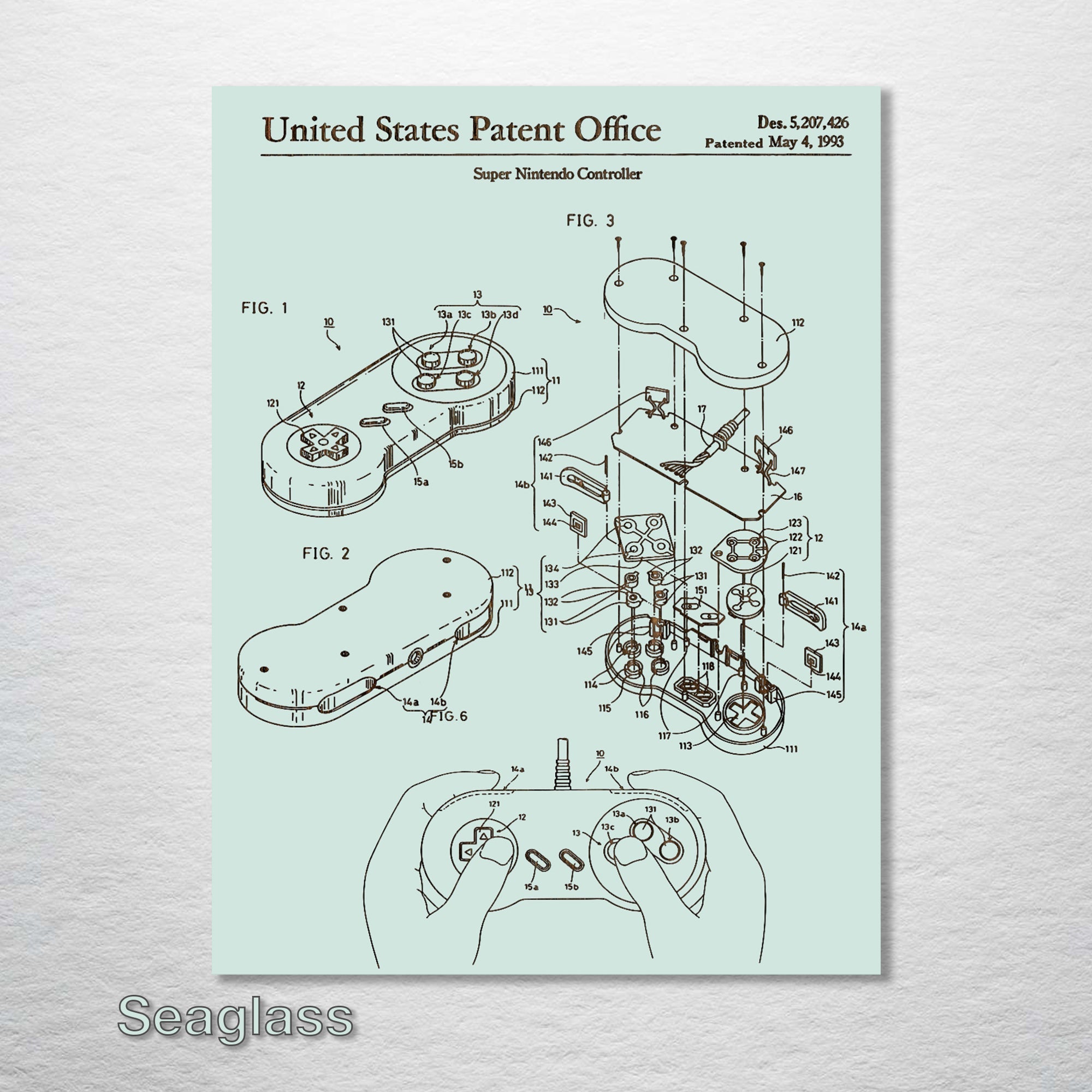 Super Nintendo Controller - Patent on Wood