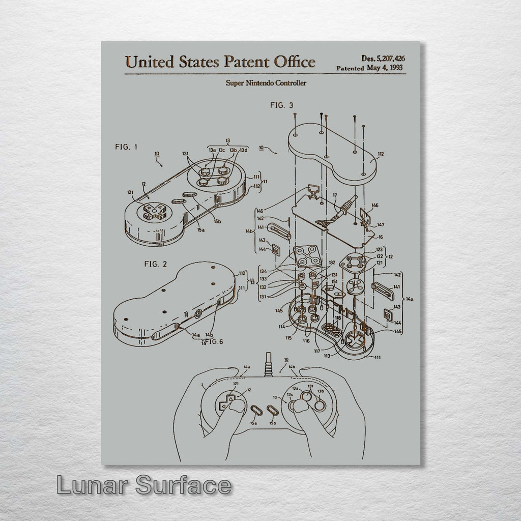 Super Nintendo Controller - Patent on Wood