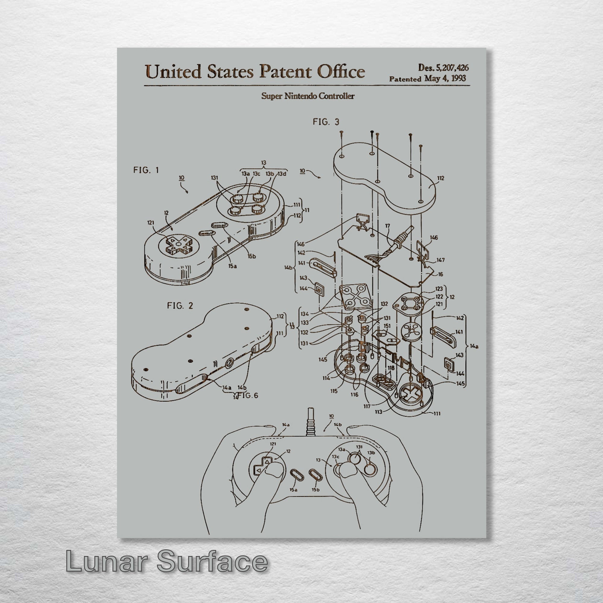 Super Nintendo Controller - Patent on Wood