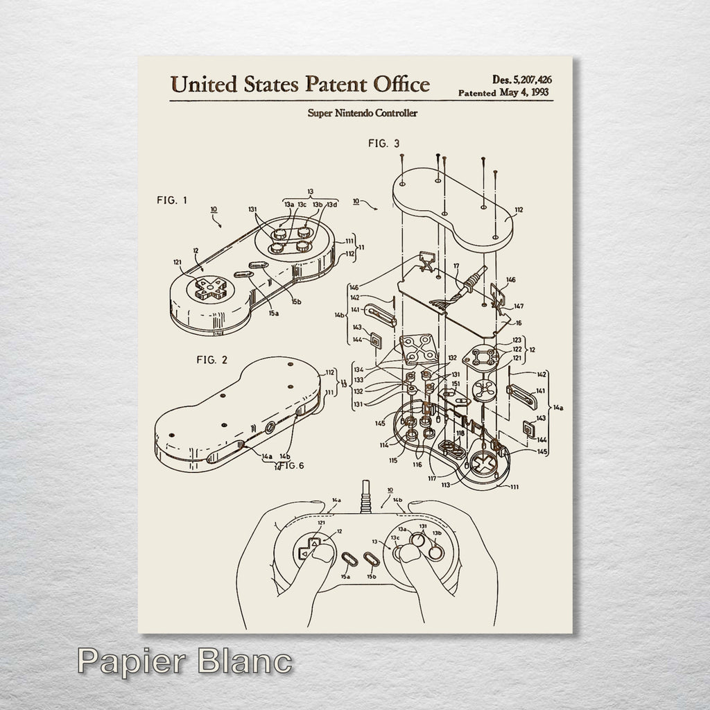 Super Nintendo Controller - Patent on Wood