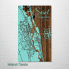 Saint Augustine, FL - Street Map on Wood