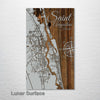 Saint Augustine, FL - Street Map on Wood
