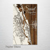 Saint Augustine, FL - Street Map on Wood