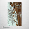 Saint Augustine, FL - Street Map on Wood