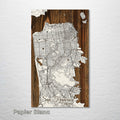 San Francisco, CA - Street Map on Wood