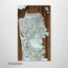 San Francisco, CA - Street Map on Wood