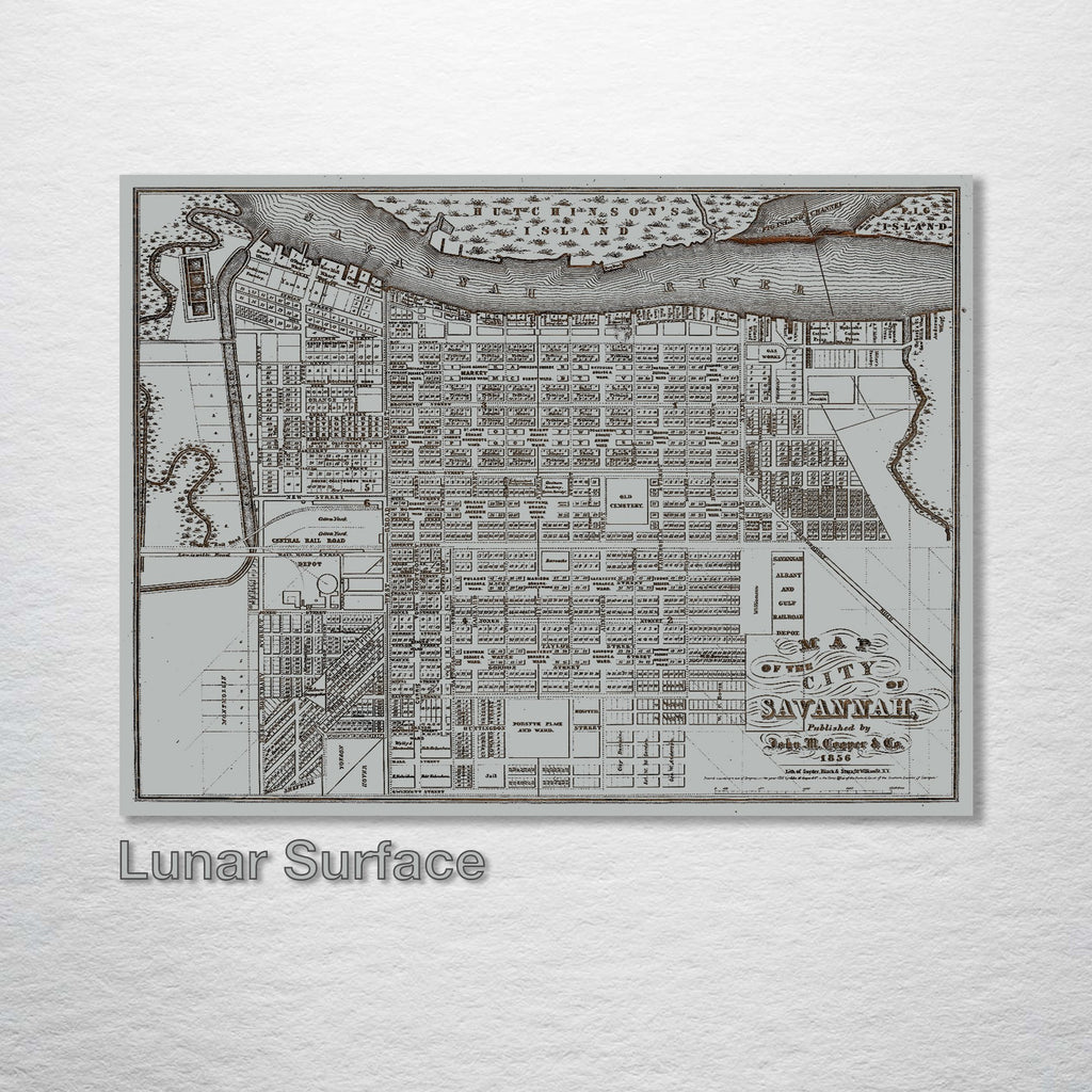 Savannah, GA - Historic Map on Wood 1856