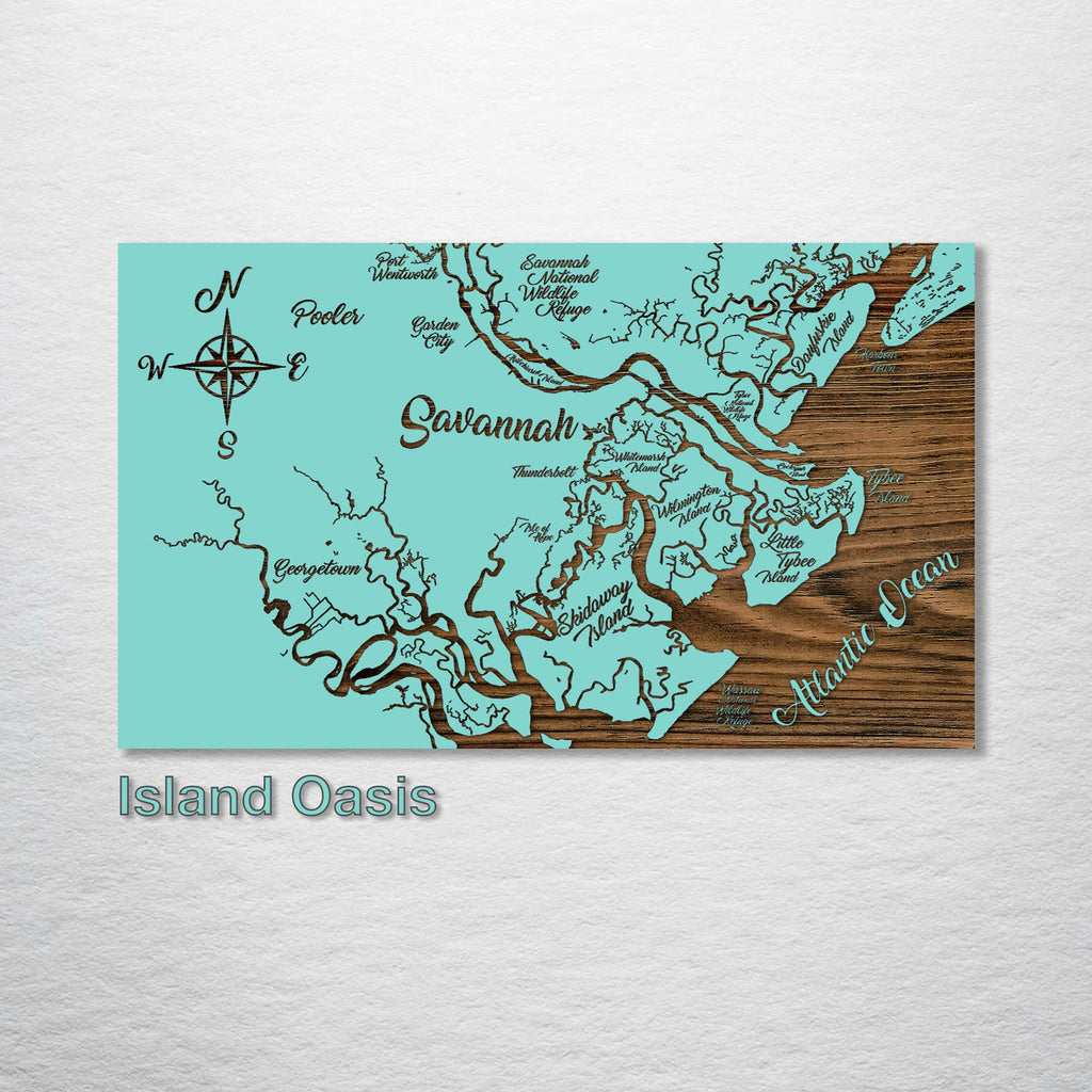 Savannah, GA - Whimsical Map on Wood