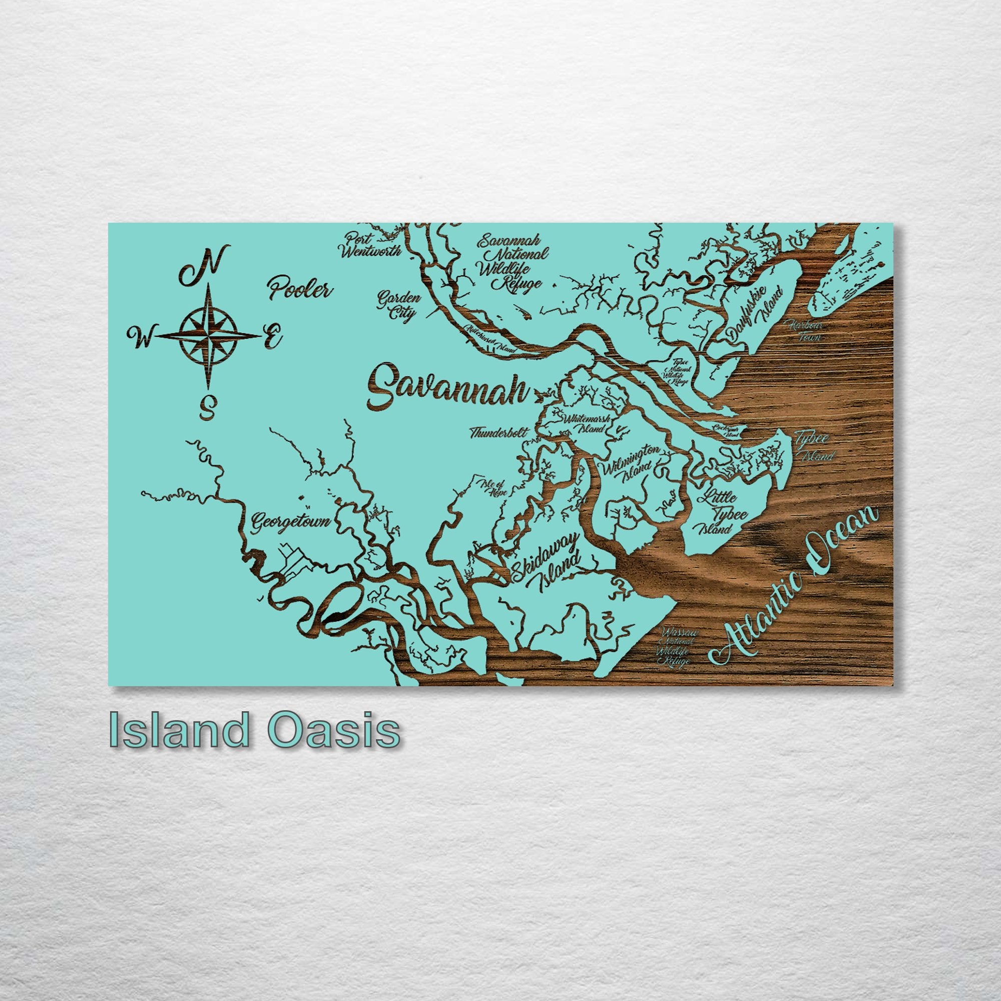 Savannah, GA - Whimsical Map on Wood