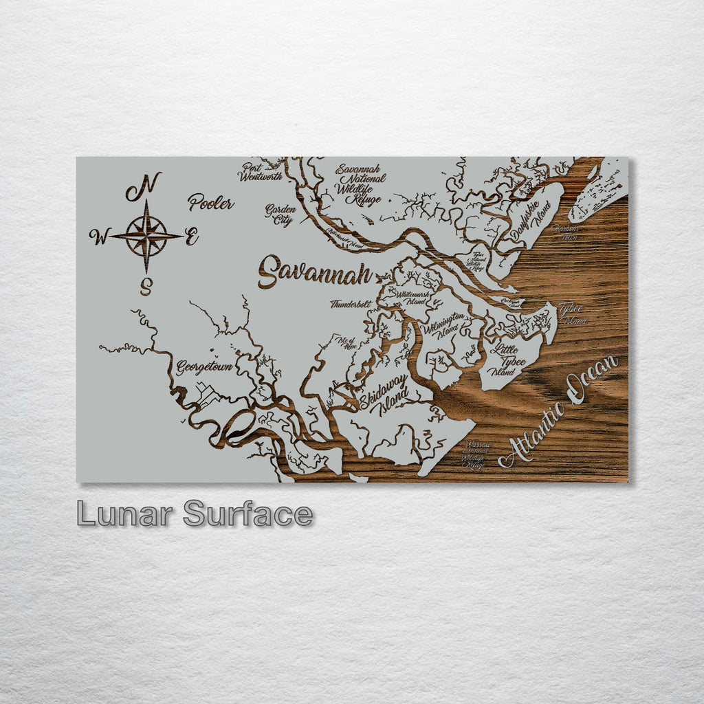 Savannah, GA - Whimsical Map on Wood