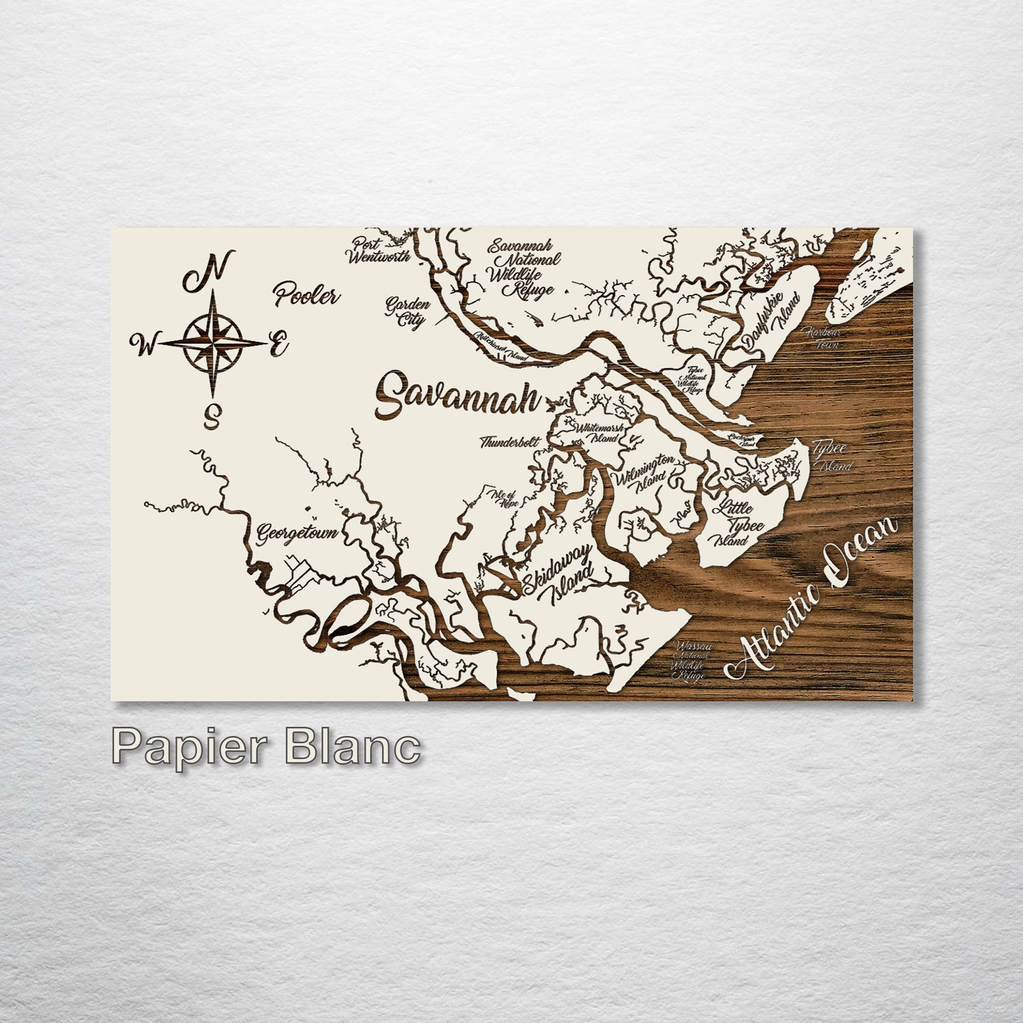 Savannah, GA - Whimsical Map on Wood