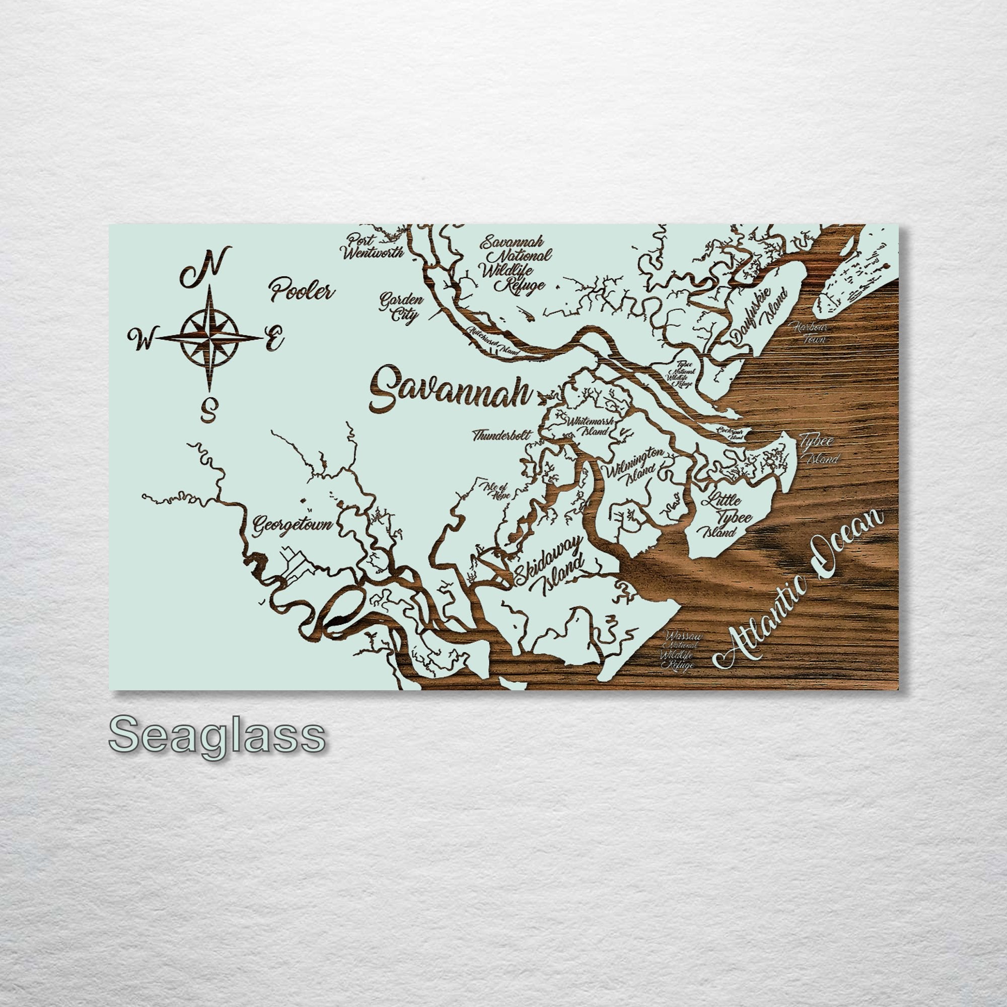 Savannah, GA - Whimsical Map on Wood