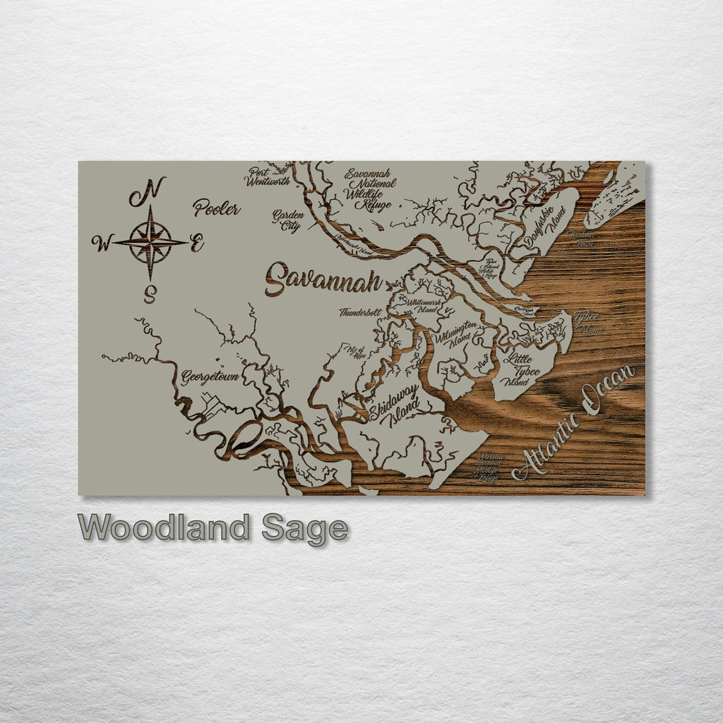Savannah, GA - Whimsical Map on Wood