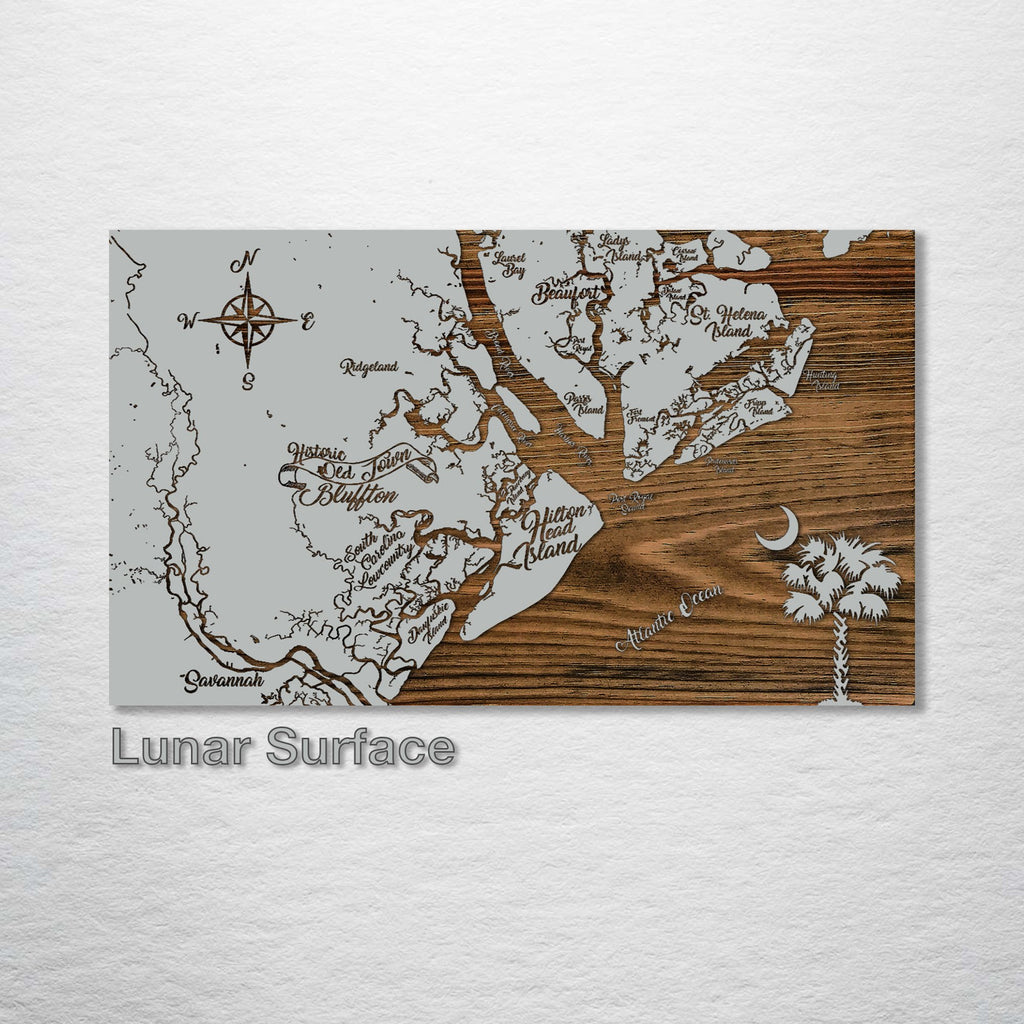 Beaufort, Bluffton, Savannah - Whimsical Map on Wood