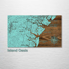 Skidaway Island to St. Catherine's Island, GA - Whimsical Map on Wood