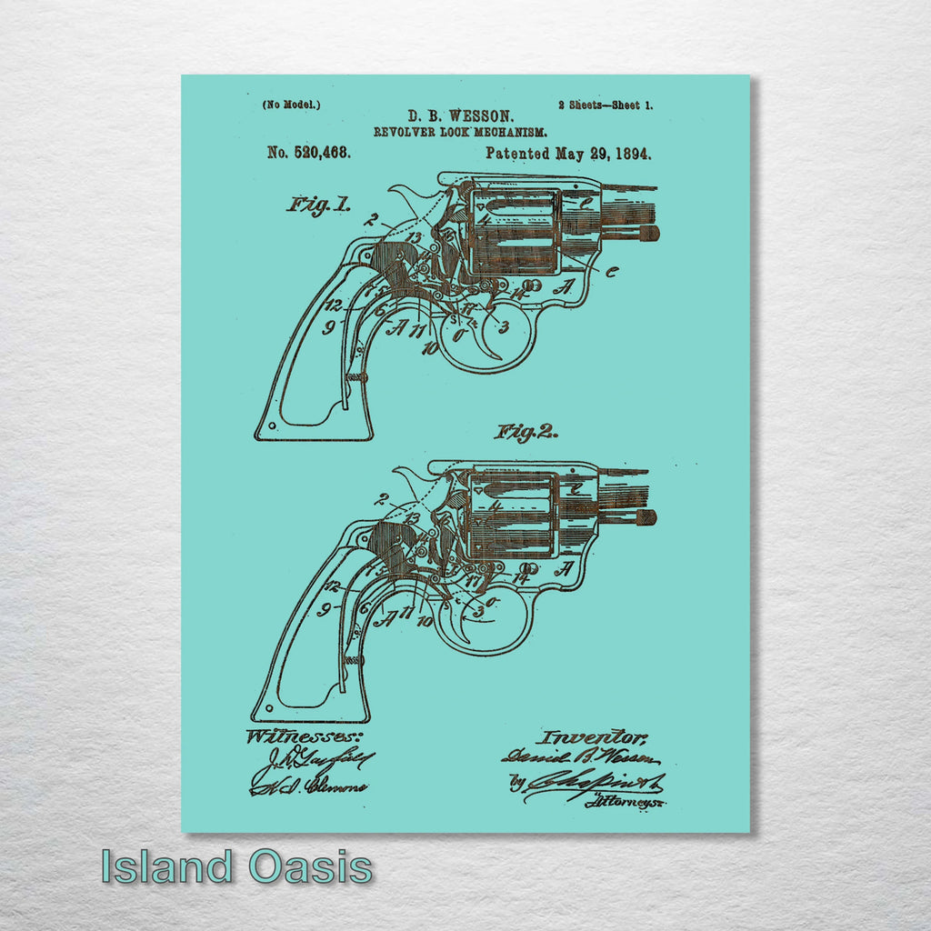 Smith and Wesson Revolver - Patent on Wood