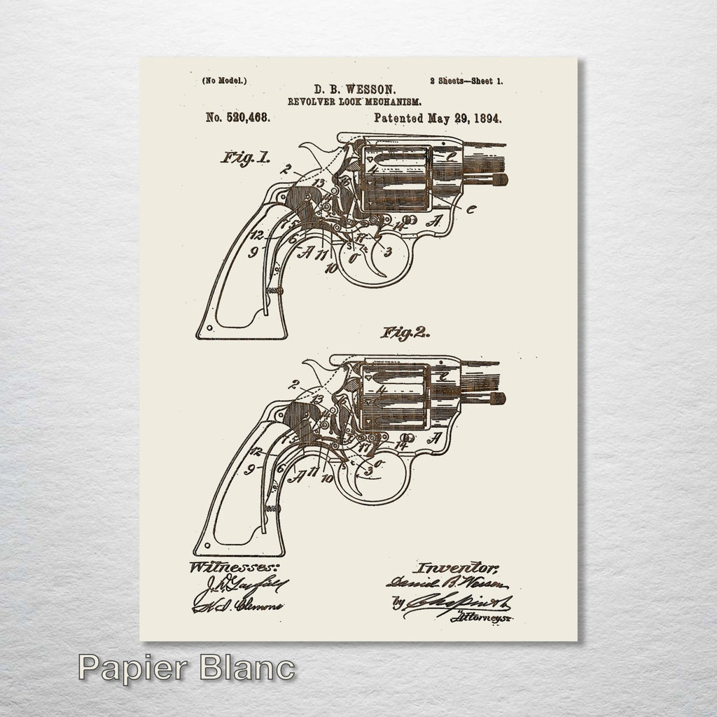 Smith and Wesson Revolver - Patent on Wood