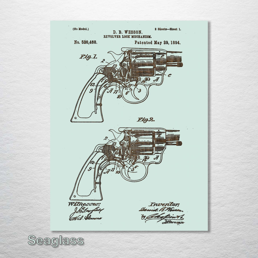 Smith and Wesson Revolver - Patent on Wood