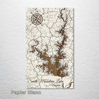Smith Mountain Lake, Virginia - Street Map on Wood