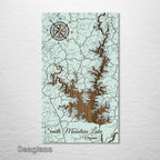 Smith Mountain Lake, Virginia - Street Map on Wood