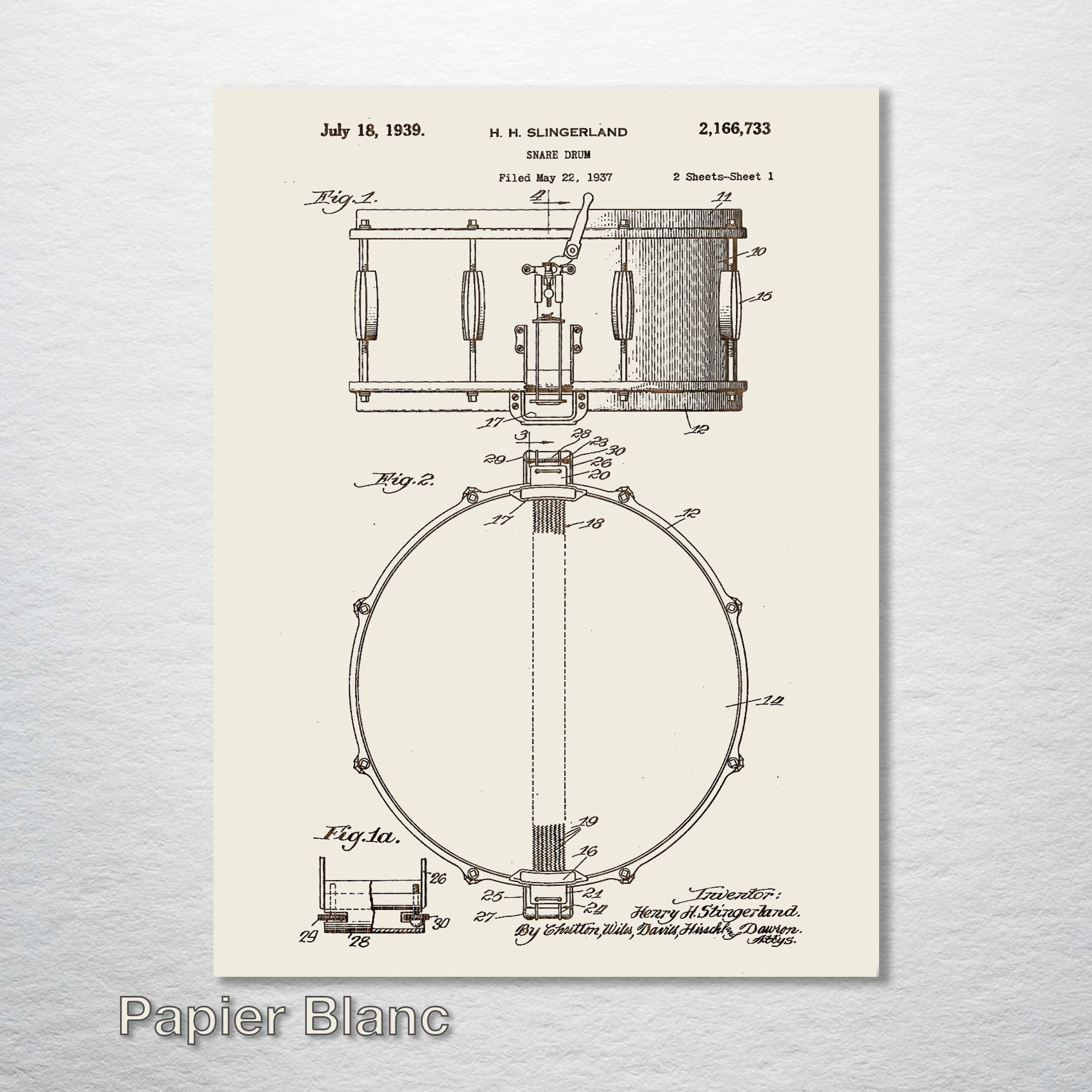 Snare Drum - Patent on Wood