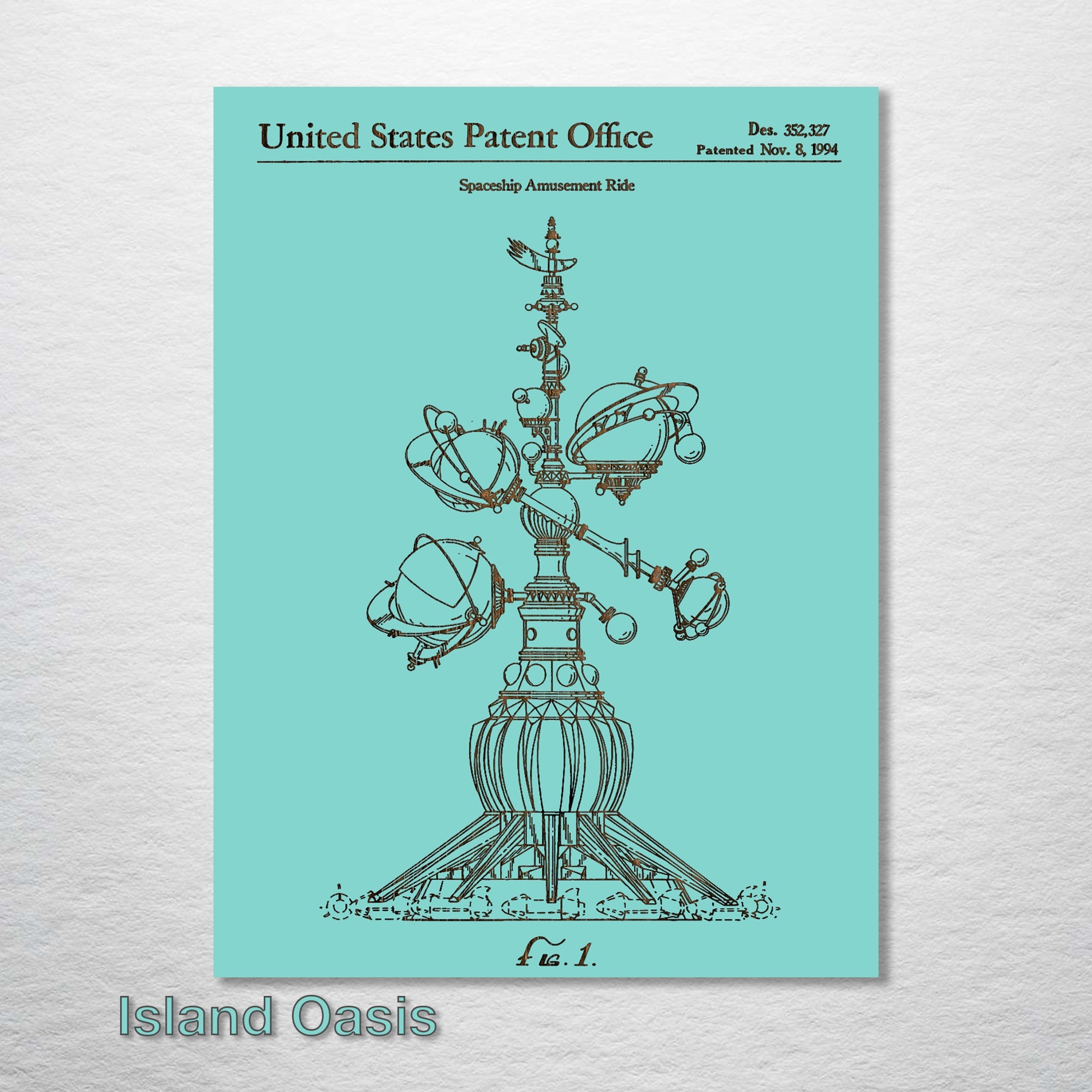 Spaceship Ride (DisneyLand) - Patent on Wood