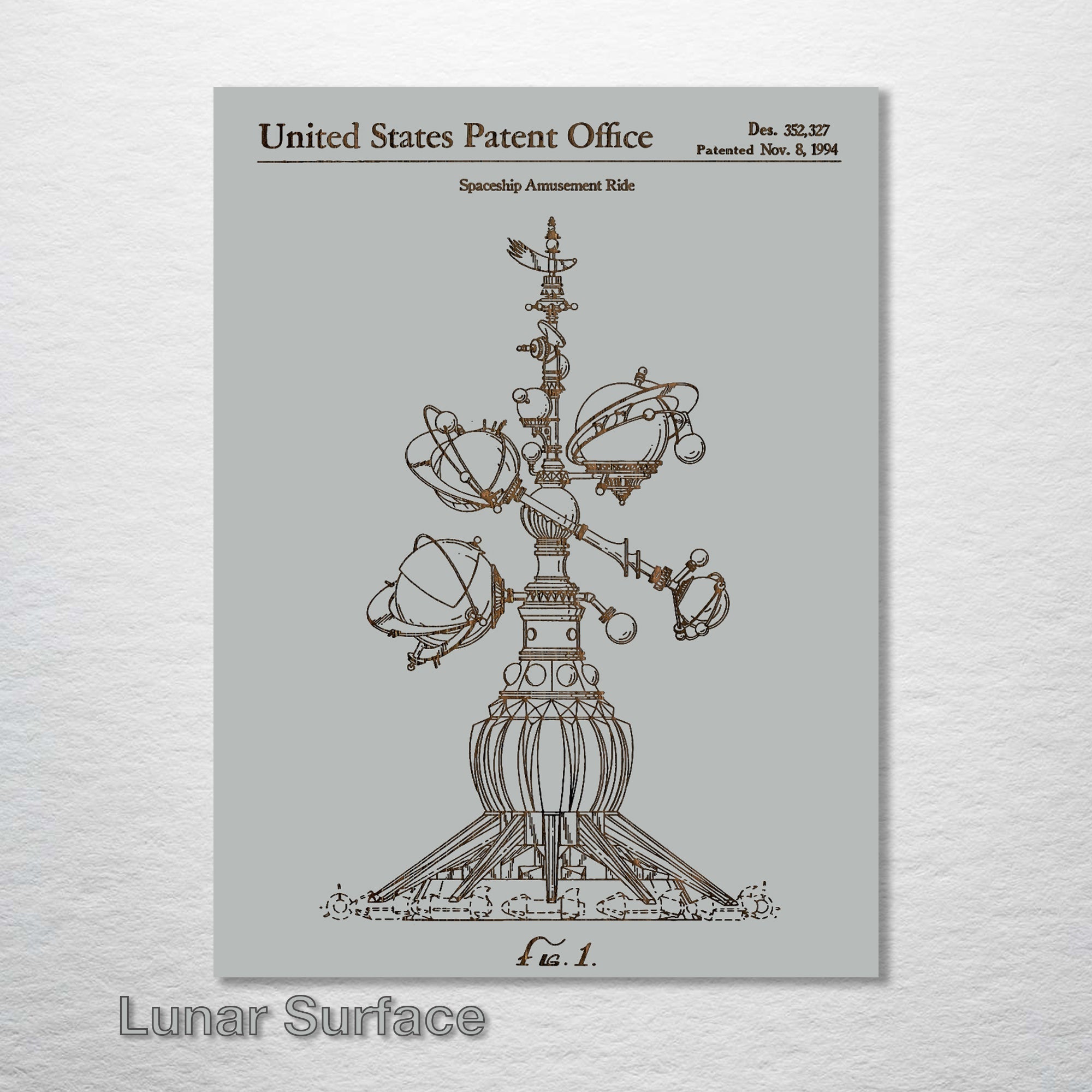 Spaceship Ride (DisneyLand) - Patent on Wood
