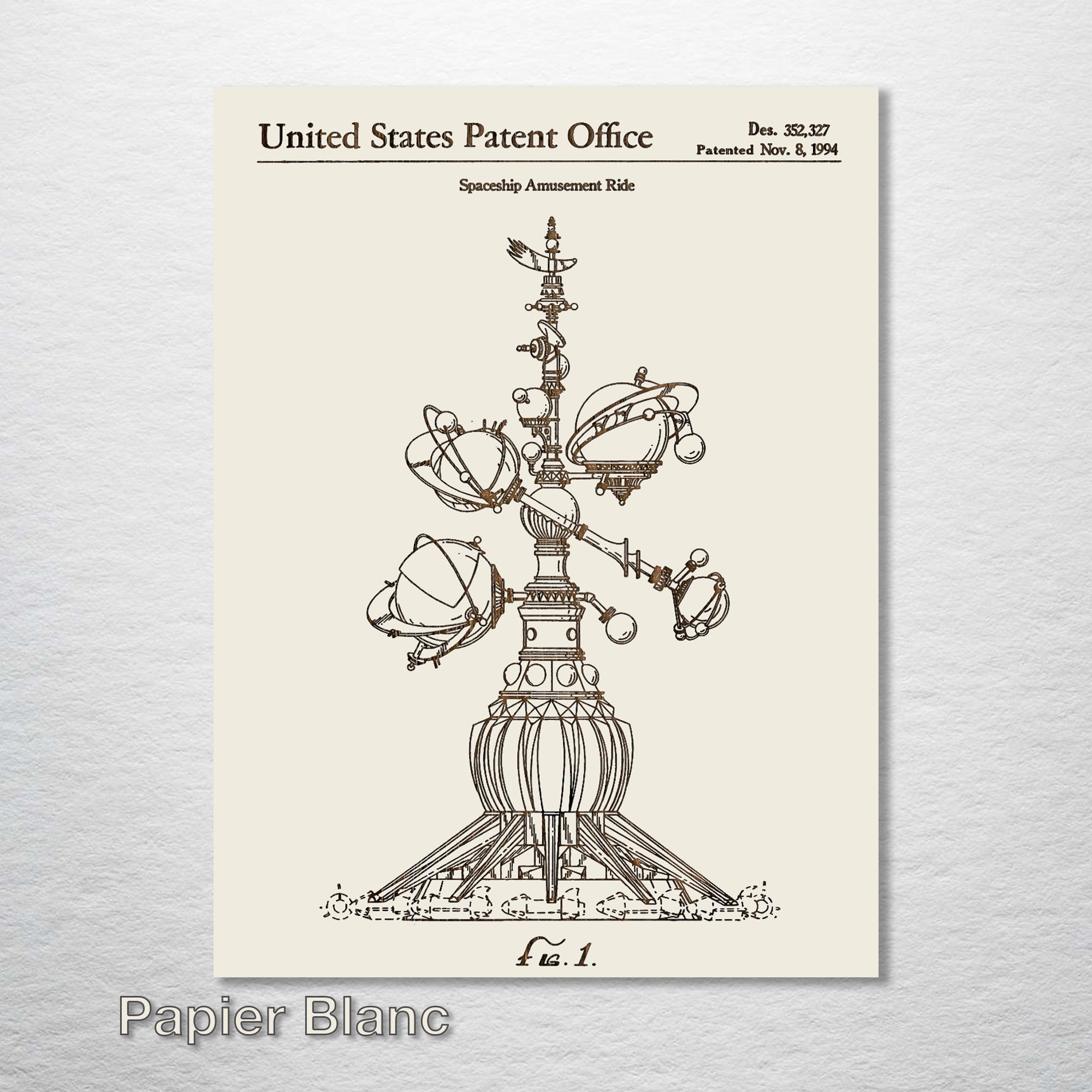 Spaceship Ride (DisneyLand) - Patent on Wood