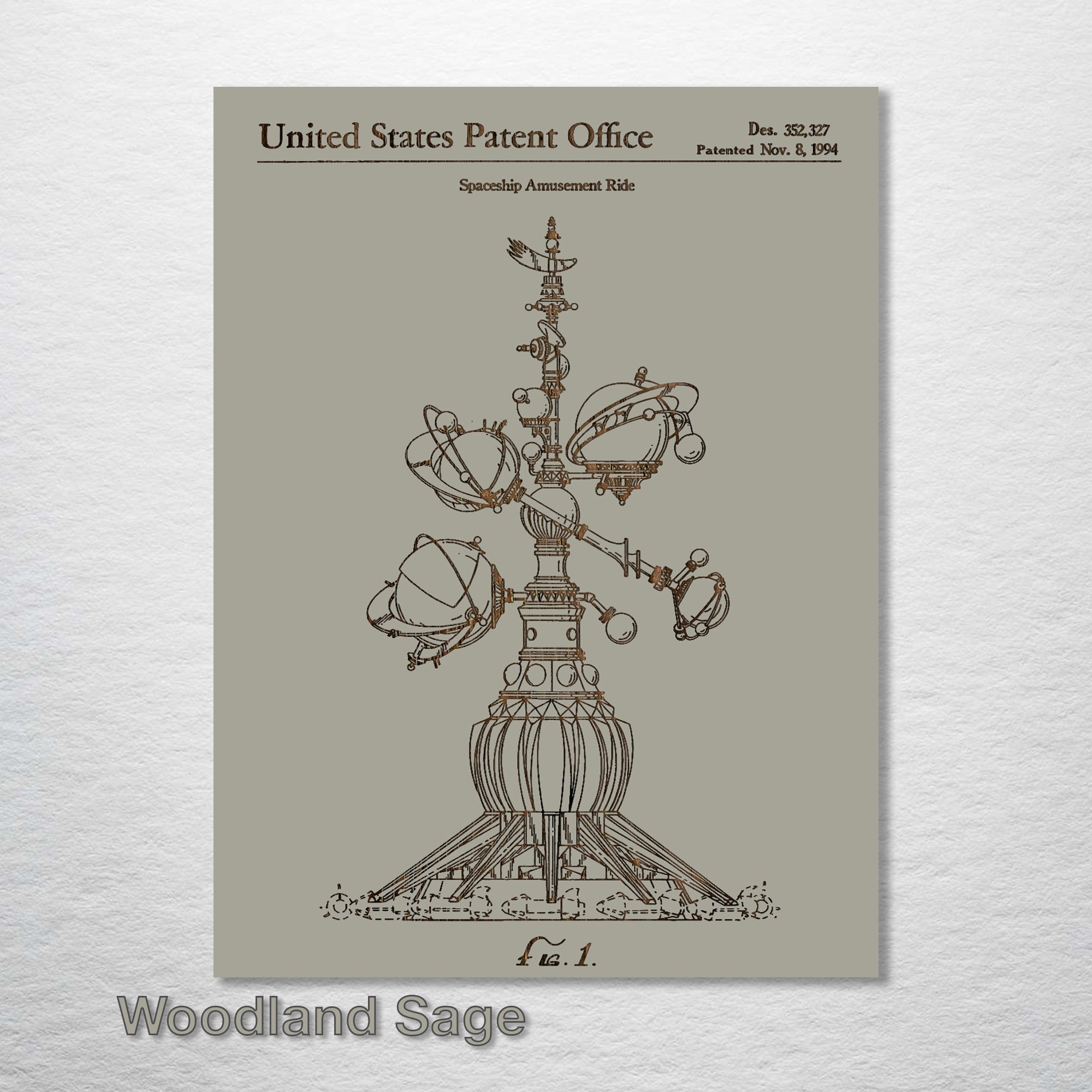 Spaceship Ride (DisneyLand) - Patent on Wood